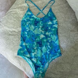 Blue one piece swimsuit